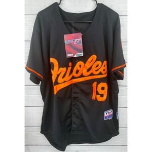 Majestic Baltimore Orioles MLB Jersey Black Orange Maryland Flag Patch Size 48